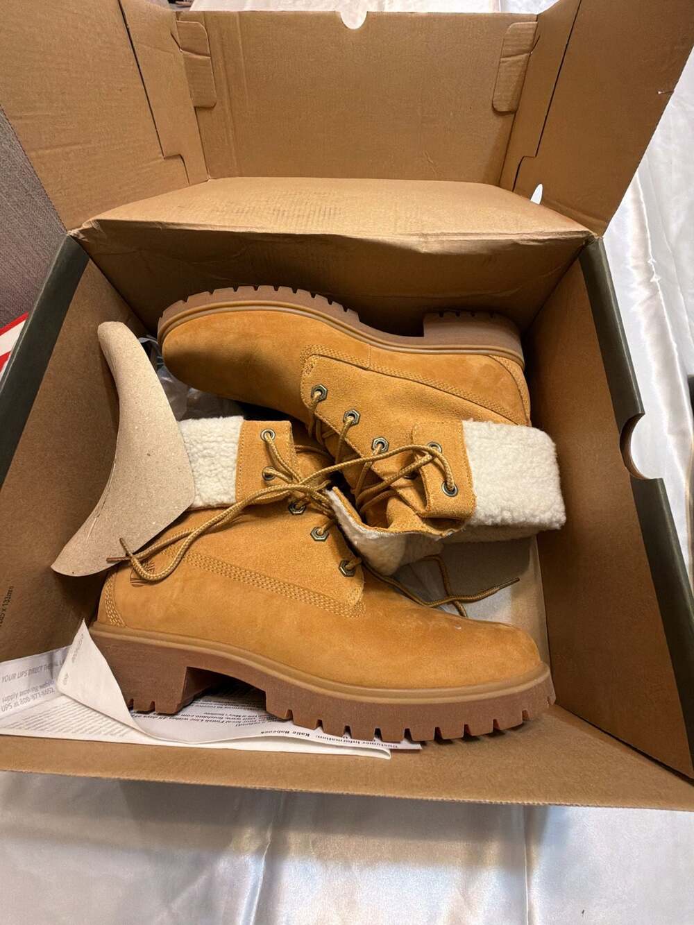 Timberland Women's Jayne Waterproof Fleece Fold-Down Boot Wheat Nubuck Size 10